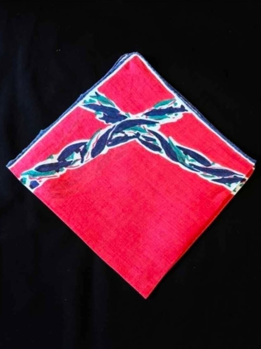 Vintage Red Patterned Women's Handkerchief / Scarve